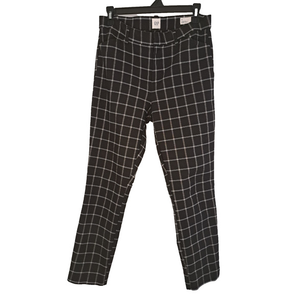 GAP Womens Slacks Size 10 Black White Grid Emo Whimsygoth Punk Glam - Picture 2 of 9